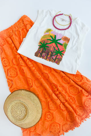 Talk To The Palm Printed Sleeveless Tee