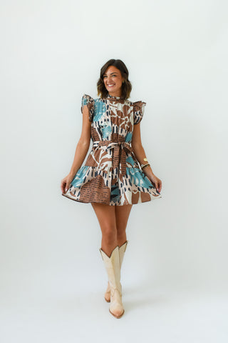 Abstractly Yours Tie Waist Dress