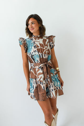Abstractly Yours Tie Waist Dress