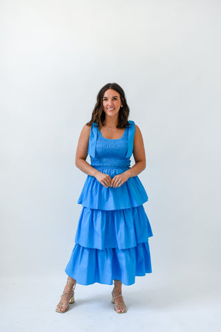 Bow Down To Poplin Tiered Midi Dress