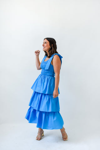 Bow Down To Poplin Tiered Midi Dress