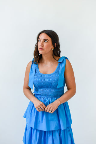 Bow Down To Poplin Tiered Midi Dress