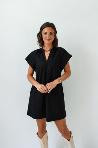 Black And Forth V-Neck Dress