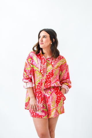 For A Good Gauze Tropical Button Up