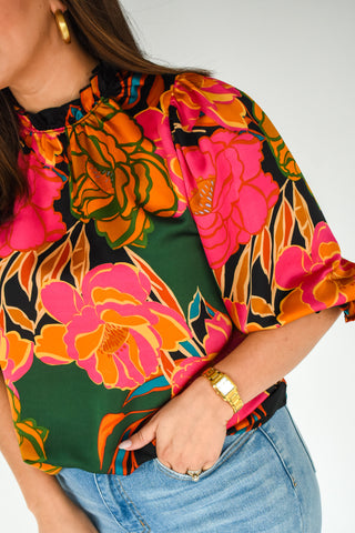 So Berry Cute Floral Print Top