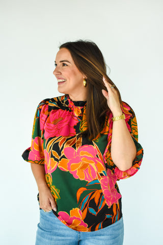 So Berry Cute Floral Print Top
