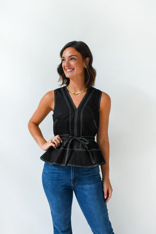 Tie and Mighty Peplum Top