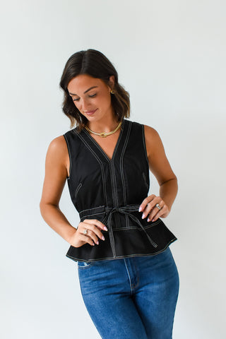 Tie and Mighty Peplum Top