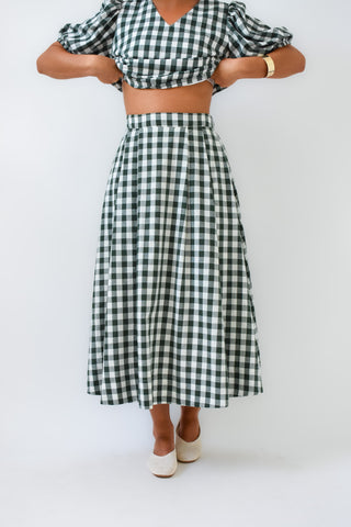 Check Please Gingham Midi Skirt