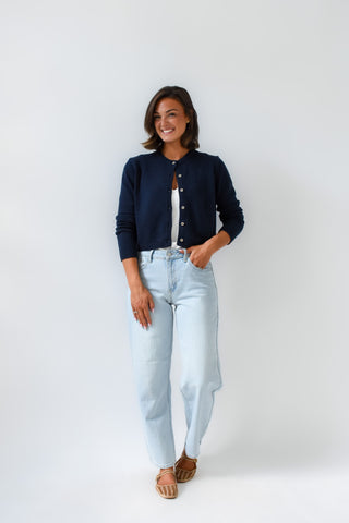 Navy Bean Button Cardigan