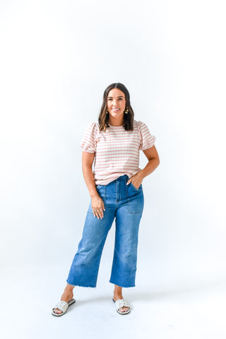 Stylishly Striped Puff Sleeve Top