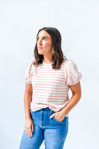 Stylishly Striped Puff Sleeve Top