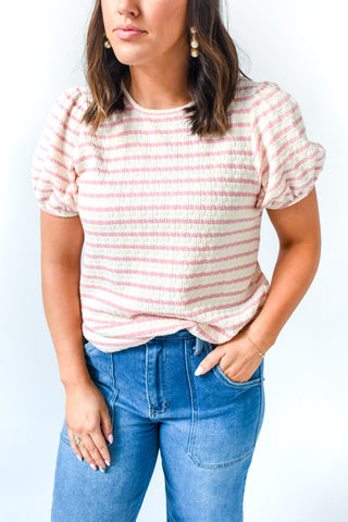 Stylishly Striped Puff Sleeve Top