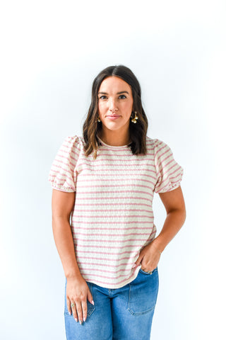 Stylishly Striped Puff Sleeve Top