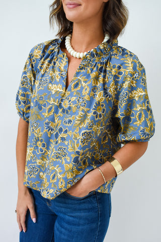 Blue In Bloom Floral Top