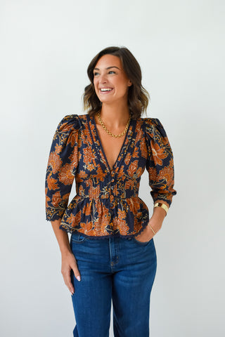 Fall Me Maybe Floral Peplum Top
