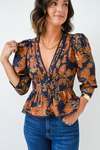 Fall Me Maybe Floral Peplum Top