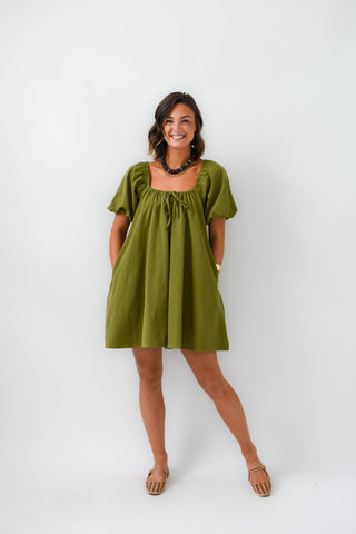 Olive You Puff Sleeve Dress