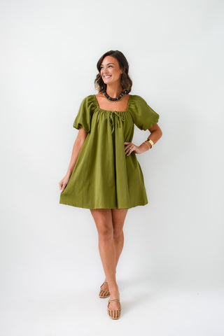 Olive You Puff Sleeve Dress