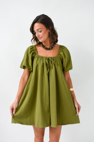 Olive You Puff Sleeve Dress