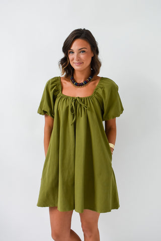 Olive You Puff Sleeve Dress