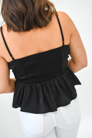 Pleasing Peplum Satin Cami Top