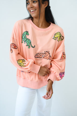 Sparkle and Roar Sequin Tigers Sweatshirt