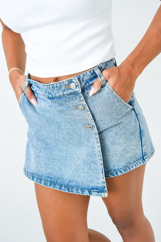 Karlie Denim Wrap Skort