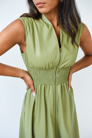 Slick Pick Faux Leather Midi Dress
