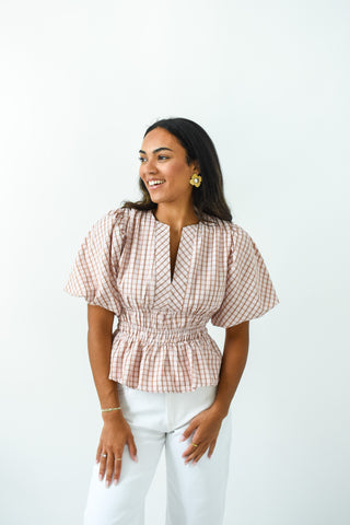 Plaid About You Puff Sleeve Top
