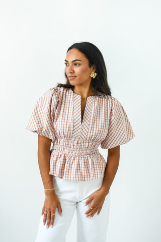 Plaid About You Puff Sleeve Top