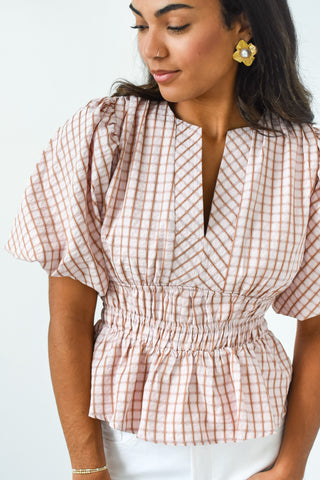 Plaid About You Puff Sleeve Top