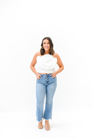Petal Play Metallic Rosette Crop Top
