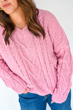Load image into Gallery viewer, Blushing Beauty Chenille Cable Knit Sweater
