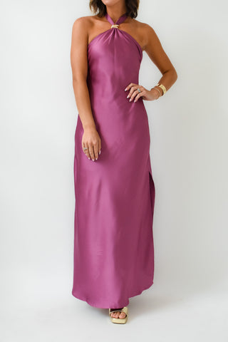 Karlie Satin Halter Maxi Dress