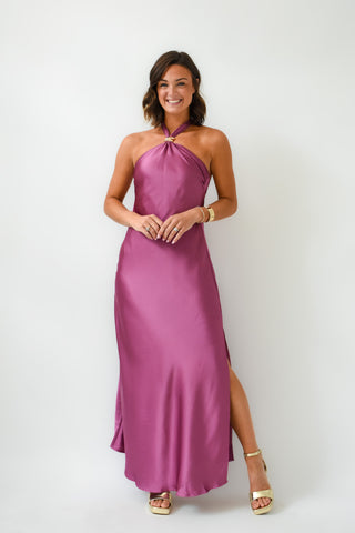 Karlie Satin Halter Maxi Dress