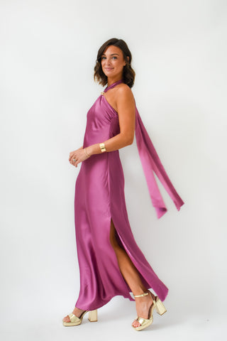 Karlie Satin Halter Maxi Dress