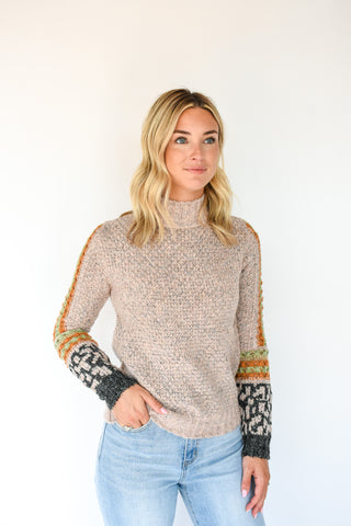 Cozy Craze Leopard Sleeve Sweater