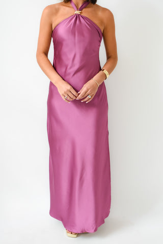 Karlie Satin Halter Maxi Dress
