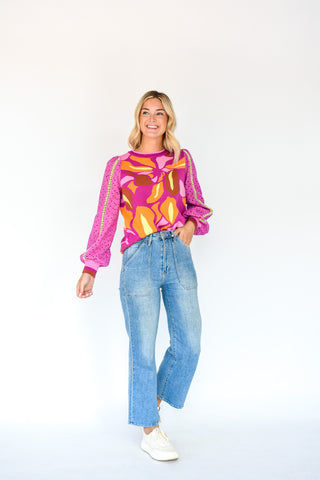 Warmest Wishes Contrast Sleeve Sweater