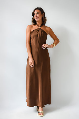 Karlie Satin Halter Maxi Dress