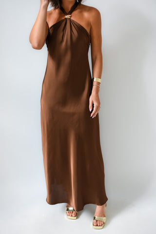 Karlie Satin Halter Maxi Dress