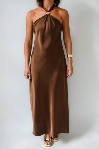 Karlie Satin Halter Maxi Dress
