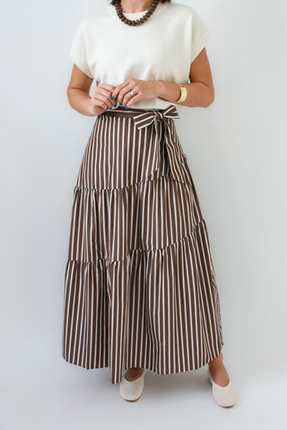 Karlie Stripe Tie Maxi Skirt