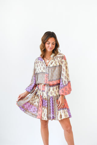 Karlie Floral Paisley Button Down Dress