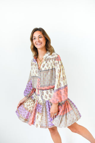 Karlie Floral Paisley Button Down Dress