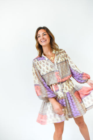 Karlie Floral Paisley Button Down Dress
