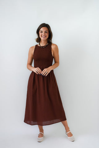 Espresso Yourself Smocked Midi Dress