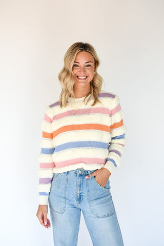 Sleek Stripes Looped Knit Sweater