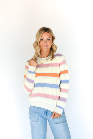 Sleek Stripes Looped Knit Sweater